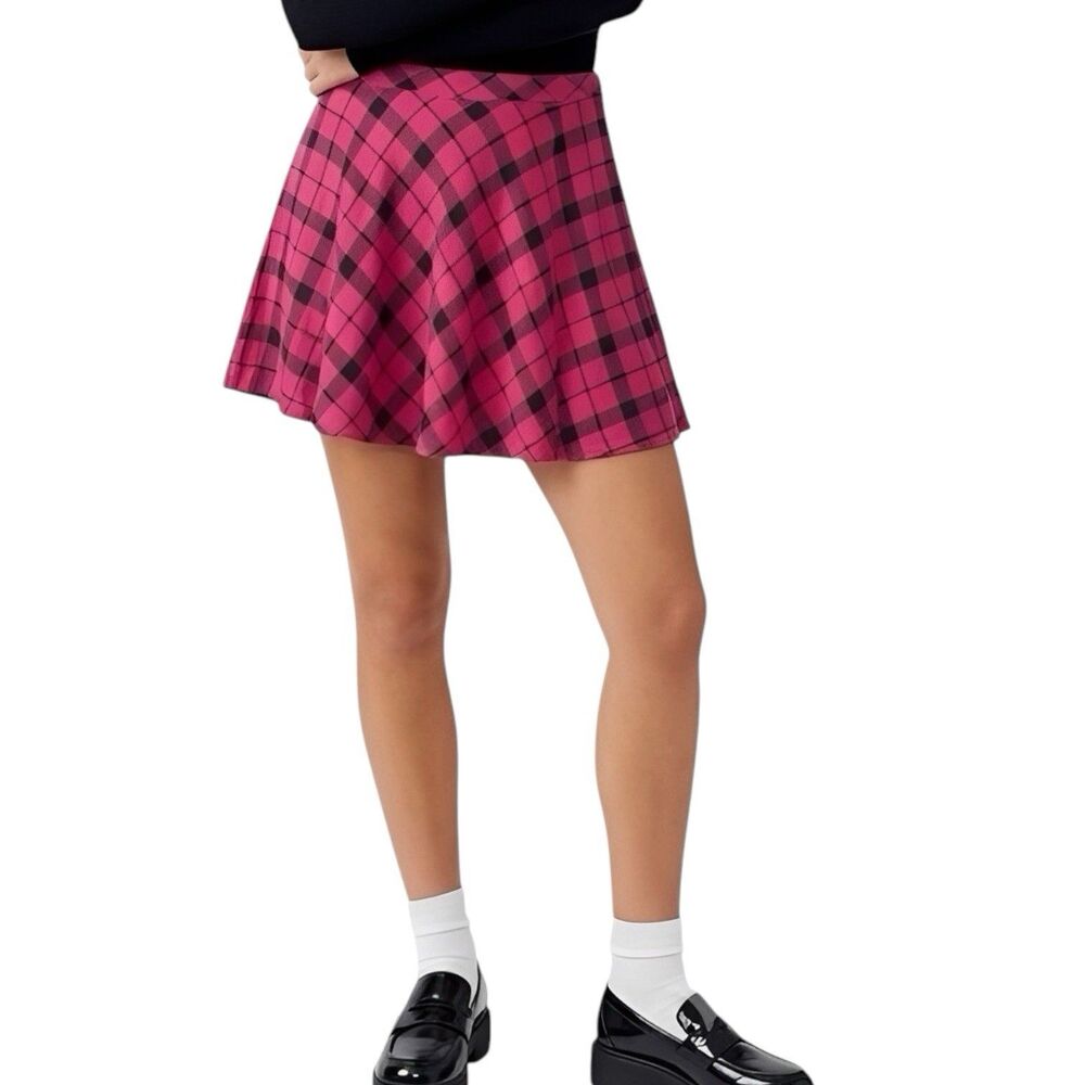 Forever 21 Skirt Plaid High Waist School Mini Preppy Red Plaid Uniform Sz Large